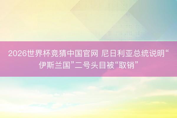 2026世界杯竞猜中国官网 尼日利亚总统说明“伊斯兰国”二号头目被“取销”