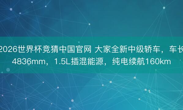 2026世界杯竞猜中国官网 大家全新中级轿车，车长4836mm，1.5L插混能源，纯电续航160km