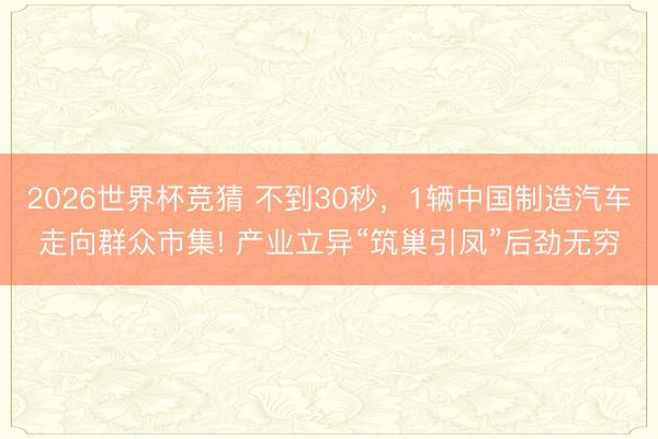 2026世界杯竞猜 不到30秒，1辆中国制造汽车走向群众市集! 产业立异“筑巢引凤”后劲无穷