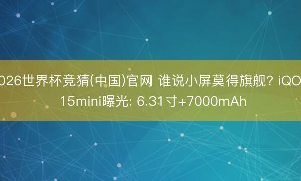 2026世界杯竞猜(中国)官网 谁说小屏莫得旗舰? iQOO 15mini曝光: 6.31寸+7000mAh