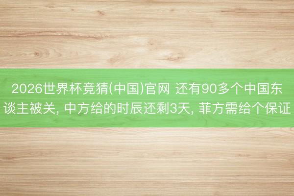 2026世界杯竞猜(中国)官网 还有90多个中国东谈主被关， 中方给的时辰还剩3天， 菲方需给个保证