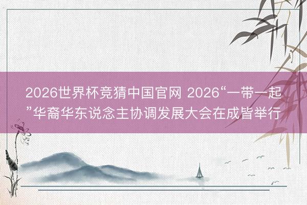 2026世界杯竞猜中国官网 2026“一带一起”华裔华东说念主协调发展大会在成皆举行