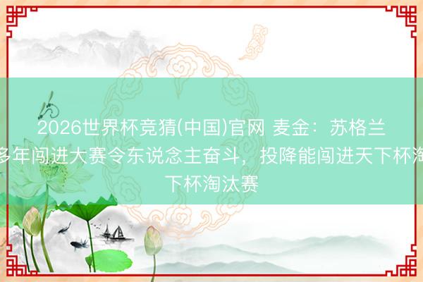 2026世界杯竞猜(中国)官网 麦金:苏格兰时隔多年闯进大赛令东说念主奋斗,投降能闯进天下杯淘汰赛