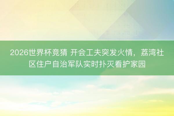 2026世界杯竞猜 开会工夫突发火情，荔湾社区住户自治军队实时扑灭看护家园