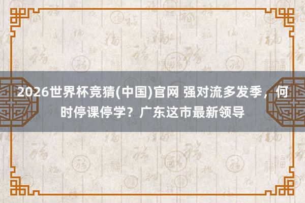 2026世界杯竞猜(中国)官网 强对流多发季，何时停课停学？广东这市最新领导