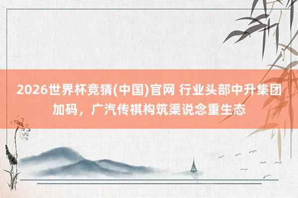 2026世界杯竞猜(中国)官网 行业头部中升集团加码，广汽传祺构筑渠说念重生态