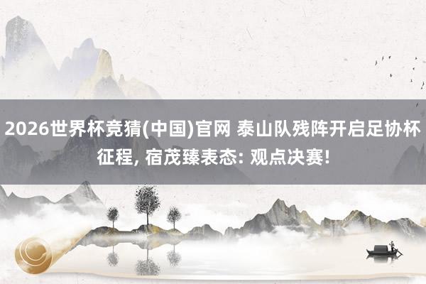 2026世界杯竞猜(中国)官网 泰山队残阵开启足协杯征程， 宿茂臻表态: 观点决赛!