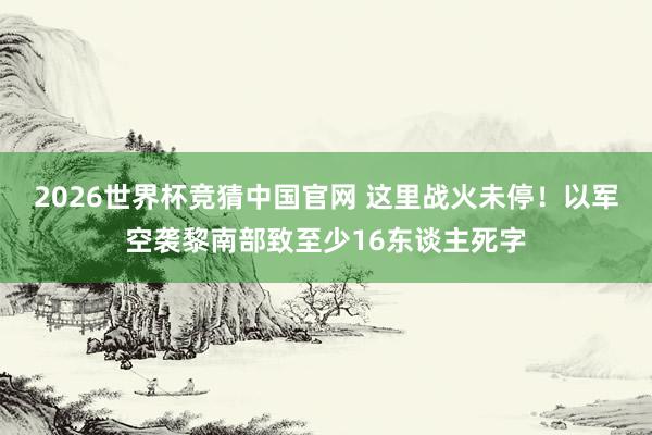 2026世界杯竞猜中国官网 这里战火未停！以军空袭黎南部致至少16东谈主死字